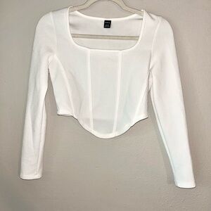 White Fitted Long Sleeve Blouse